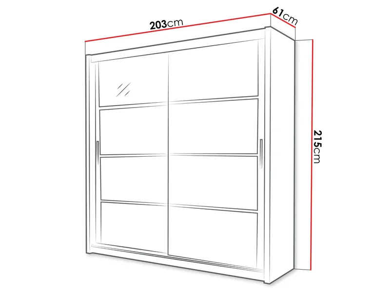 Norrebon Garderobeskab med spejl 203x215 cm - hvid - Opbevaring - Tøjopbevaring - Garderobeskabe
