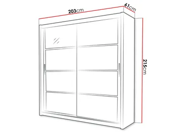 Norrebon Garderobeskab med spejl 203x215 cm - sort - Opbevaring - Tøjopbevaring - Garderobeskabe