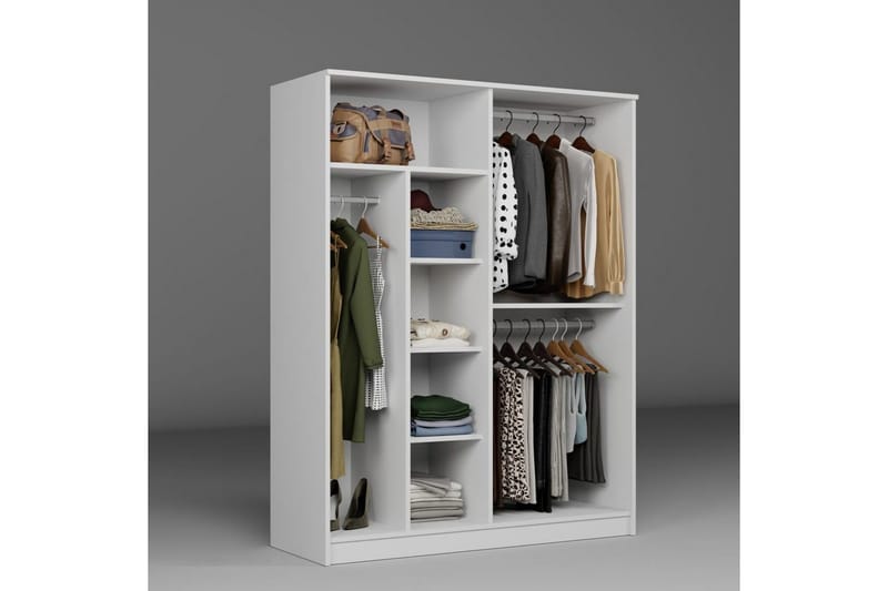 Olera Garderobe 140x180 cm - Hvid - Opbevaring - Tøjopbevaring - Garderobeskabe - Garderobeskab & klædeskab