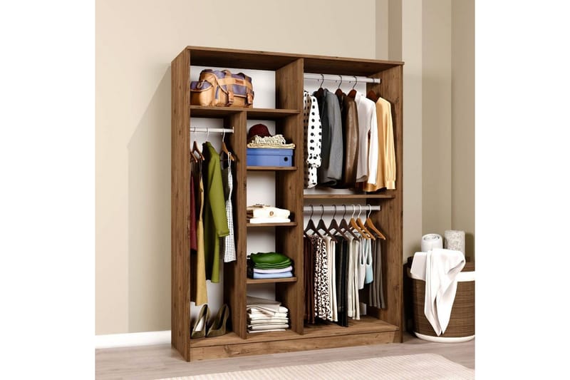 Olera Garderobe 140x180 cm - Natur - Opbevaring - Tøjopbevaring - Garderobeskabe - Hjørnegarderobe
