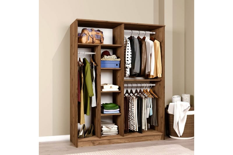 Olera Garderobe 140x180 cm - Natur - Opbevaring - Tøjopbevaring - Garderobeskabe