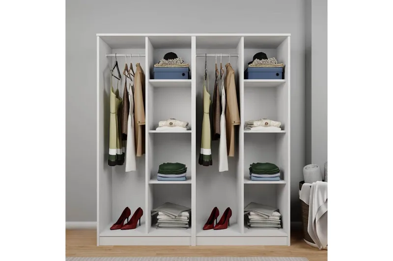 Olera Garderobe 160x180 cm - Hvid - Opbevaring - Tøjopbevaring - Garderobeskabe - Garderobeskab & klædeskab