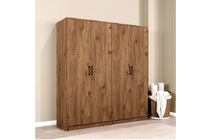 Olera Garderobe 160x180 cm - Natur - Opbevaring - Tøjopbevaring - Garderobeskabe - Hjørnegarderobe