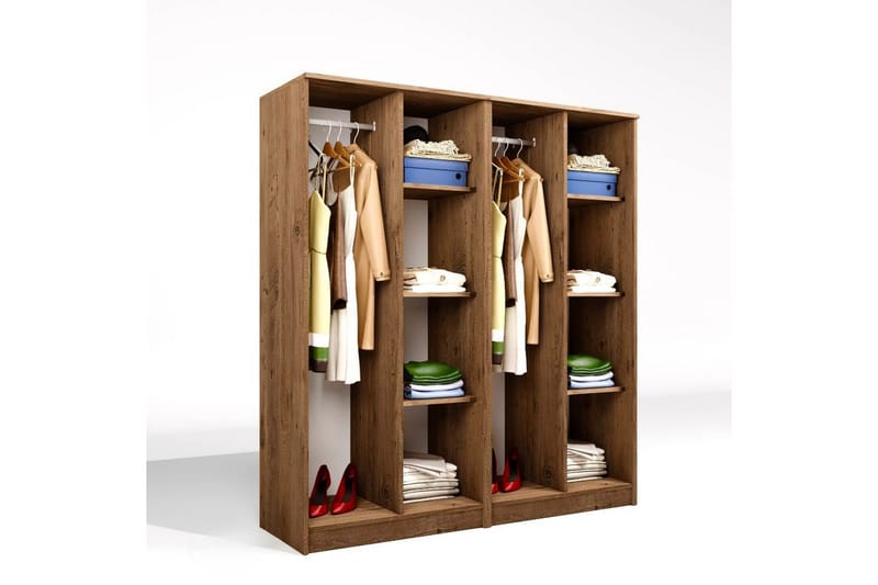 Olera Garderobe 160x180 cm - Natur - Opbevaring - Tøjopbevaring - Garderobeskabe - Garderobeskab & klædeskab