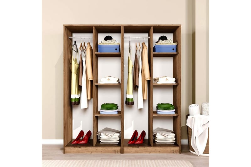 Olera Garderobe 160x180 cm - Natur - Opbevaring - Tøjopbevaring - Garderobeskabe