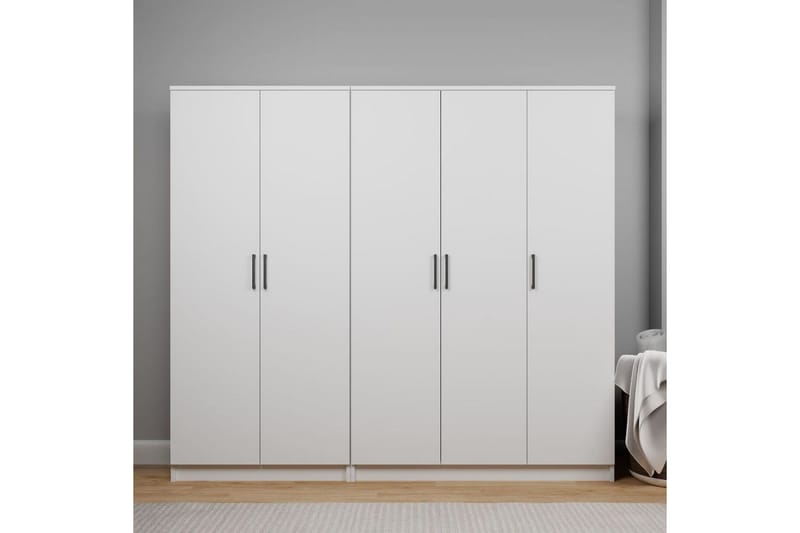 Olera Garderobe 200x180 cm - Hvid - Opbevaring - Tøjopbevaring - Garderobeskabe
