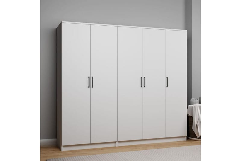 Olera Garderobe 200x180 cm - Hvid - Opbevaring - Tøjopbevaring - Garderobeskabe