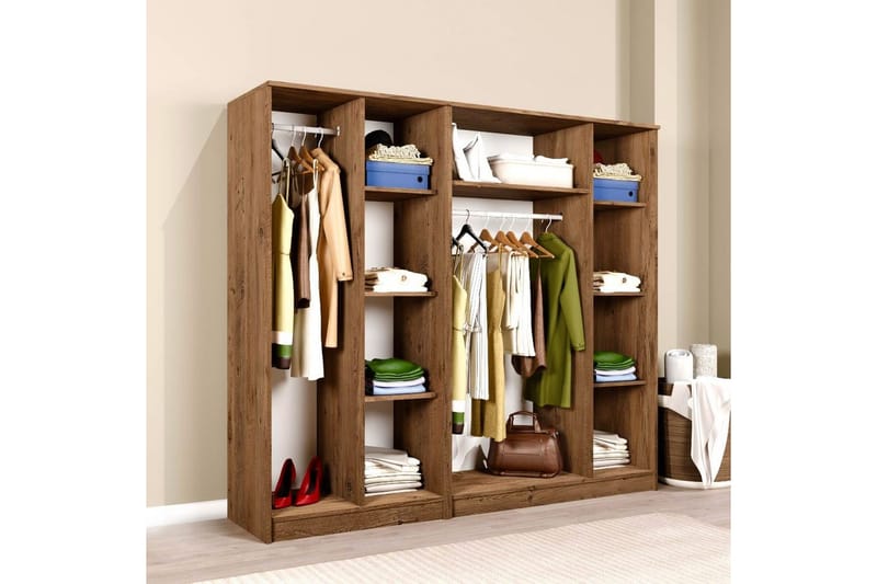 Olera Garderobe 200x180 cm - Natur - Opbevaring - Tøjopbevaring - Garderobeskabe