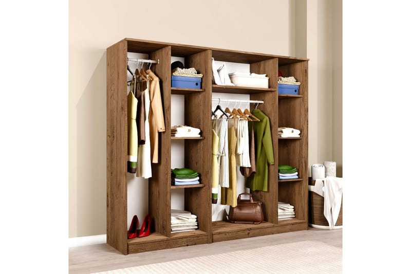 Olera Garderobe 200x180 cm - Natur - Opbevaring - Tøjopbevaring - Garderobeskabe