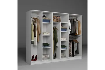 Olera Garderobe 220x180 cm - Hvid - Opbevaring - Tøjopbevaring - Garderobeskabe