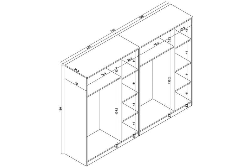 Olera Garderobe 240x180 cm - Natur - Opbevaring - Tøjopbevaring - Garderobeskabe