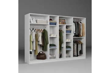 Olera Garderobe 280x180 cm - Hvid - Opbevaring - Tøjopbevaring - Garderobeskabe