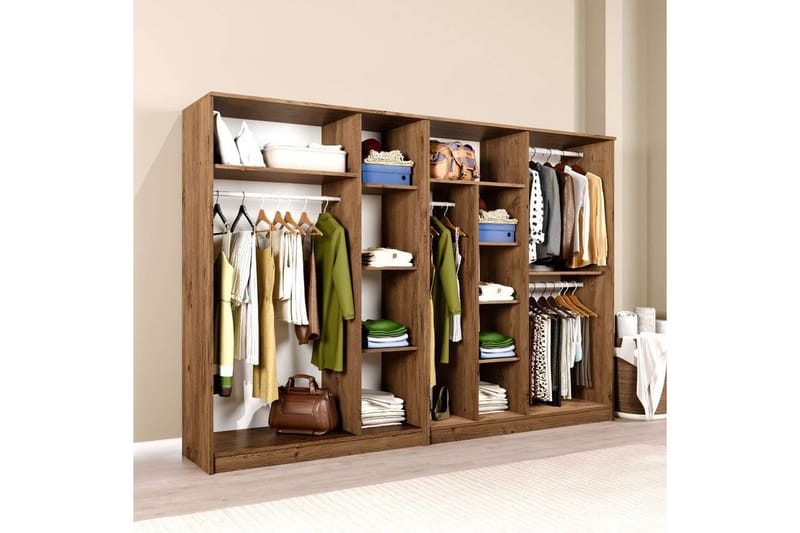 Olera Garderobe 280x180 cm - Natur - Opbevaring - Tøjopbevaring - Garderobeskabe