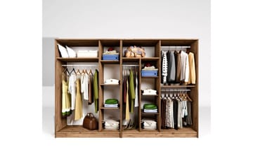Olera Garderobe 280x180 cm - Natur - Opbevaring - Tøjopbevaring - Garderobeskabe