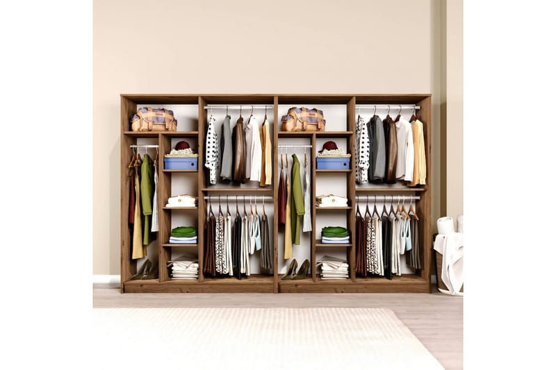 Olera Garderobe 280x180 cm - Natur - Opbevaring - Tøjopbevaring - Garderobeskabe