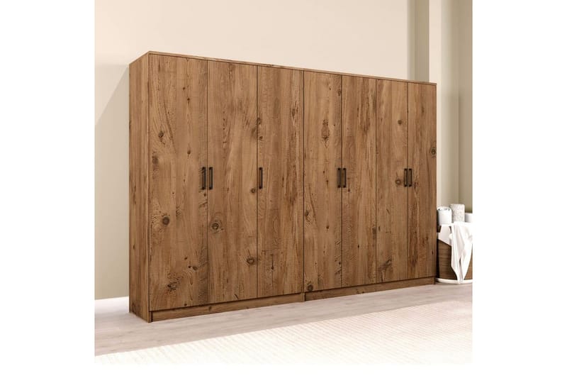 Olera Garderobe 280x180 cm - Natur - Opbevaring - Tøjopbevaring - Garderobeskabe