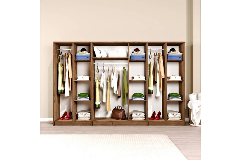 Olera Garderobe 280x180 cm - Natur - Opbevaring - Tøjopbevaring - Garderobeskabe - Garderobeskab & klædeskab