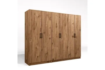 Olera Garderobeskab 220 cm i Lyst Træ - Natur - Opbevaring - Tøjopbevaring - Garderobeskabe