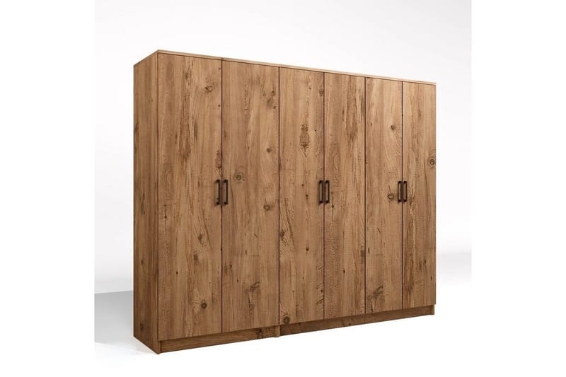 Olera Garderobeskab 220 cm i Lyst Træ - Natur - Opbevaring - Tøjopbevaring - Garderobeskabe