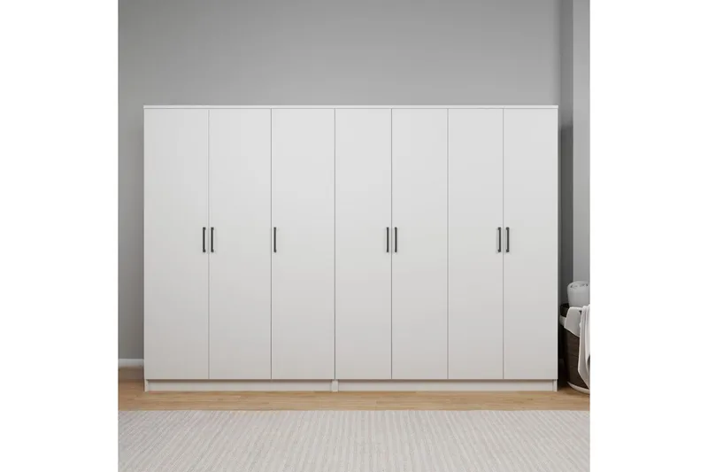 Olera Garderobeskab 280 cm i Træ - Hvid - Opbevaring - Tøjopbevaring - Garderobeskabe