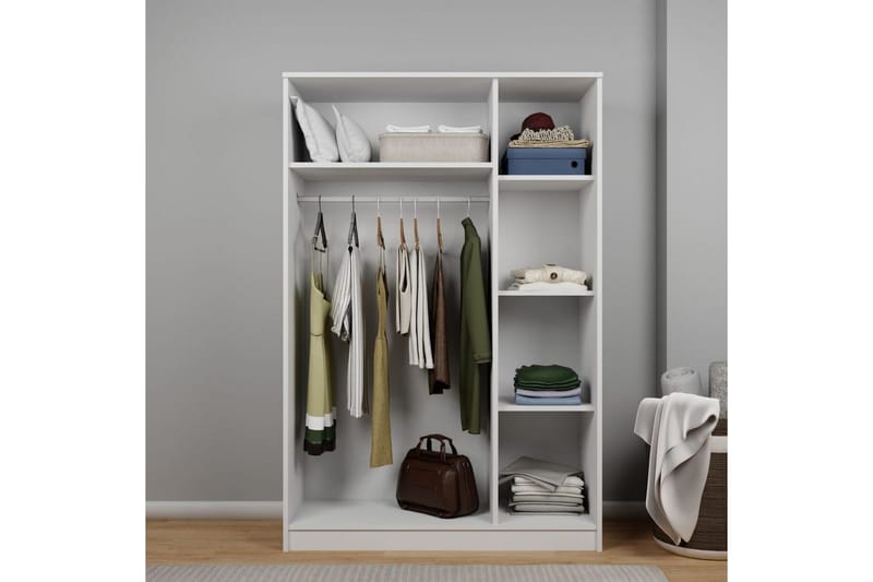 Olera Garderobesskåp 120x180 cm - Hvid - Opbevaring - Tøjopbevaring - Garderobeskabe - Hjørnegarderobe