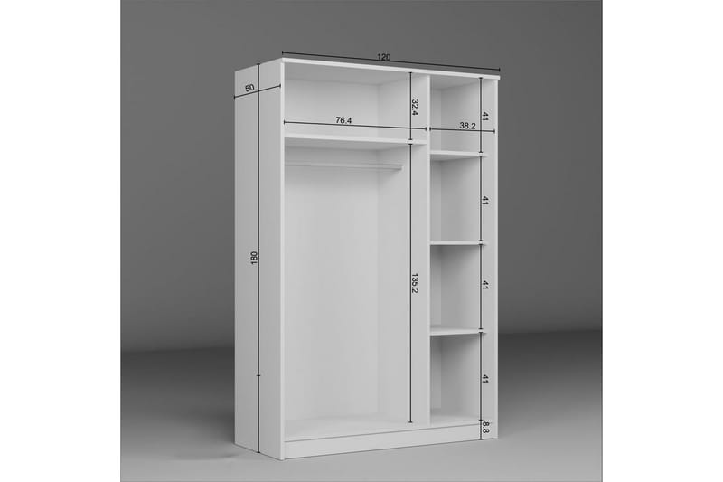 Olera Garderobesskåp 120x180 cm - Hvid - Opbevaring - Tøjopbevaring - Garderobeskabe - Garderobeskab & klædeskab