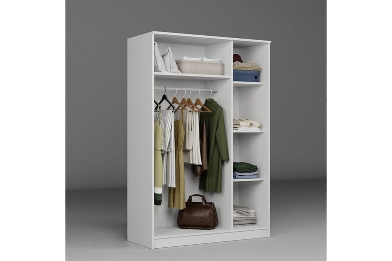 Olera Garderobesskåp 120x180 cm - Hvid - Opbevaring - Tøjopbevaring - Garderobeskabe - Hjørnegarderobe