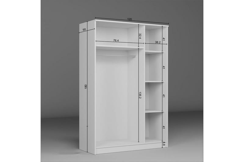 Olera Garderobesskåp 120x180 cm - Hvid - Opbevaring - Tøjopbevaring - Garderobeskabe - Garderobeskab & klædeskab