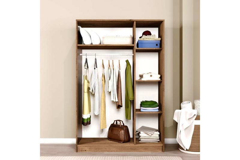 Olera Garderobesskåp 120x180 cm - Natur - Opbevaring - Tøjopbevaring - Garderobeskabe - Garderobeskab & klædeskab