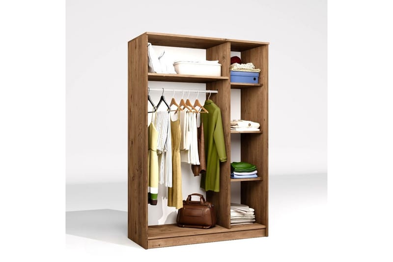 Olera Garderobesskåp 120x180 cm - Natur - Opbevaring - Tøjopbevaring - Garderobeskabe