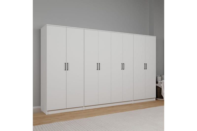 Olera Garderobesskåp 300x180 cm - Hvid - Opbevaring - Tøjopbevaring - Garderobeskabe - Garderobeskab & klædeskab