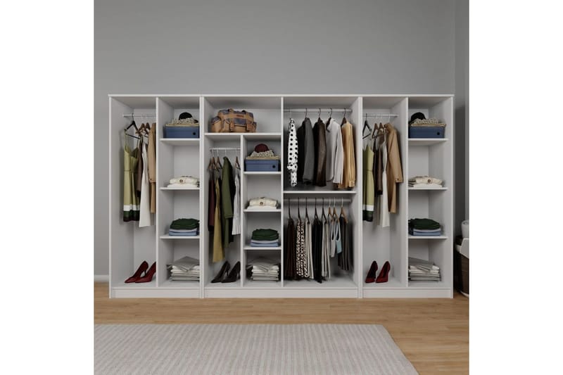Olera Garderobesskåp 300x180 cm - Hvid - Opbevaring - Tøjopbevaring - Garderobeskabe - Garderobeskab & klædeskab