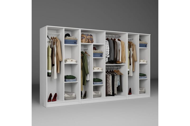 Olera Garderobesskåp 300x180 cm - Hvid - Opbevaring - Tøjopbevaring - Garderobeskabe - Garderobeskab & klædeskab