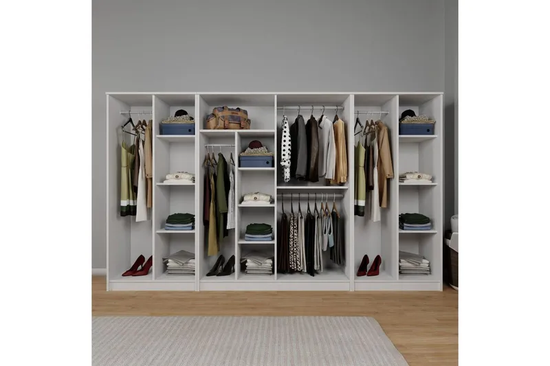 Olera Garderobesskåp 300x180 cm - Hvid - Opbevaring - Tøjopbevaring - Garderobeskabe - Hjørnegarderobe