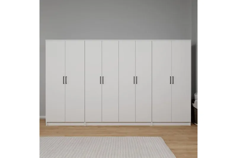 Olera Garderobesskåp 300x180 cm - Hvid - Opbevaring - Tøjopbevaring - Garderobeskabe - Garderobeskab & klædeskab