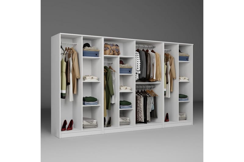 Olera Garderobesskåp 300x180 cm - Hvid - Opbevaring - Tøjopbevaring - Garderobeskabe - Hjørnegarderobe