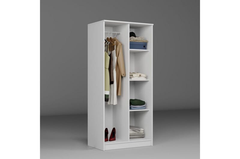 Olera Garderobesskåp 80x180 cm - Hvid - Opbevaring - Tøjopbevaring - Garderobeskabe - Hjørnegarderobe