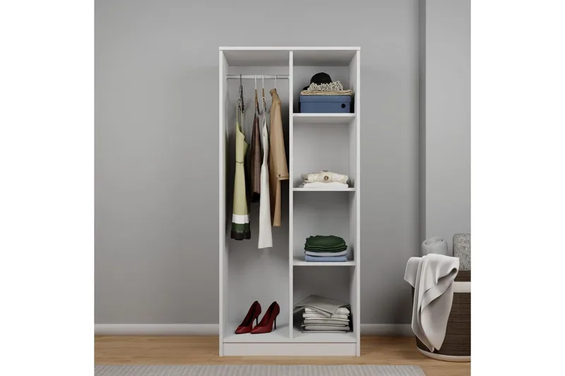 Olera Garderobesskåp 80x180 cm - Hvid - Opbevaring - Tøjopbevaring - Garderobeskabe - Garderobeskab & klædeskab