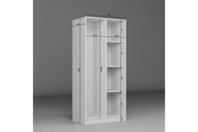 Olera Garderobesskåp 80x180 cm - Hvid - Opbevaring - Tøjopbevaring - Garderobeskabe - Hjørnegarderobe