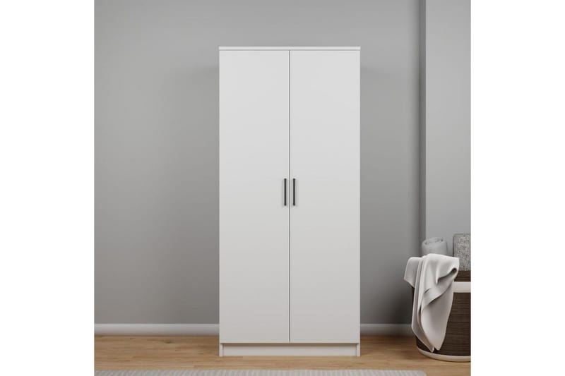 Olera Garderobesskåp 80x180 cm - Hvid - Opbevaring - Tøjopbevaring - Garderobeskabe - Hjørnegarderobe