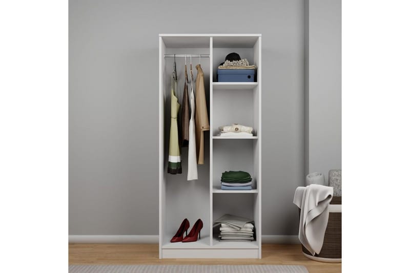 Olera Garderobesskåp 80x180 cm - Hvid - Opbevaring - Tøjopbevaring - Garderobeskabe - Hjørnegarderobe