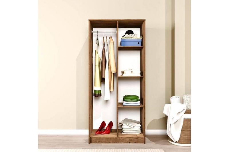 Olera Garderobesskåp 80x180 cm - Natur - Opbevaring - Tøjopbevaring - Garderobeskabe - Hjørnegarderobe