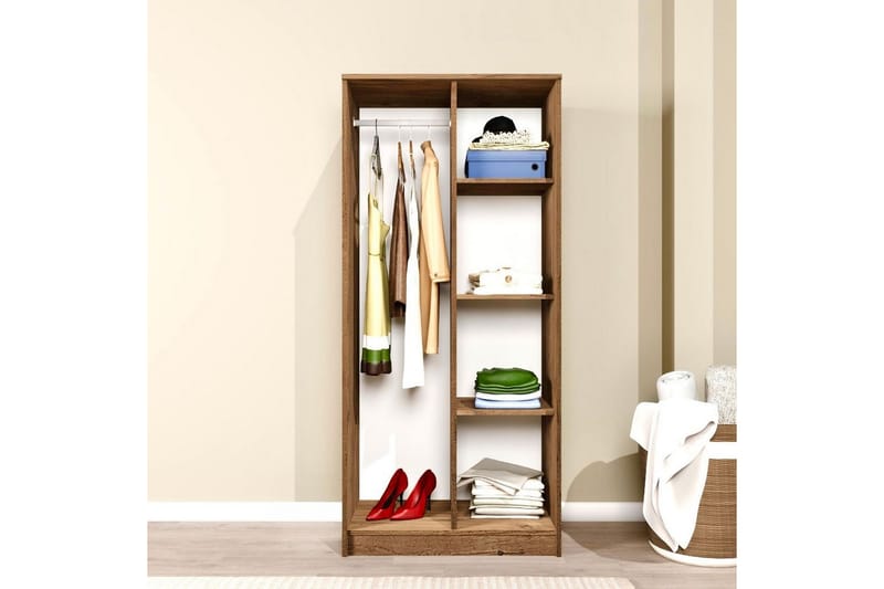 Olera Garderobesskåp 80x180 cm - Natur - Opbevaring - Tøjopbevaring - Garderobeskabe