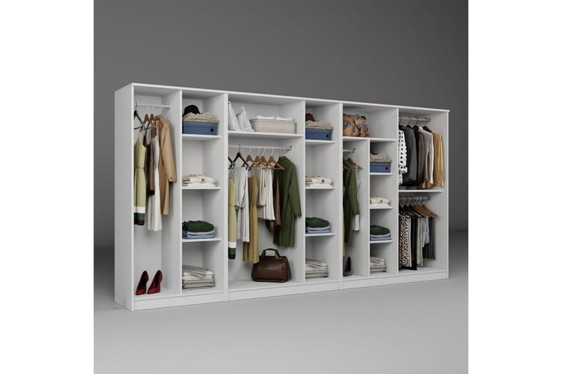 Olera Hjørnegarderobe 340x180 cm - Hvid - Opbevaring - Tøjopbevaring - Garderobeskabe - Garderobeskab & klædeskab
