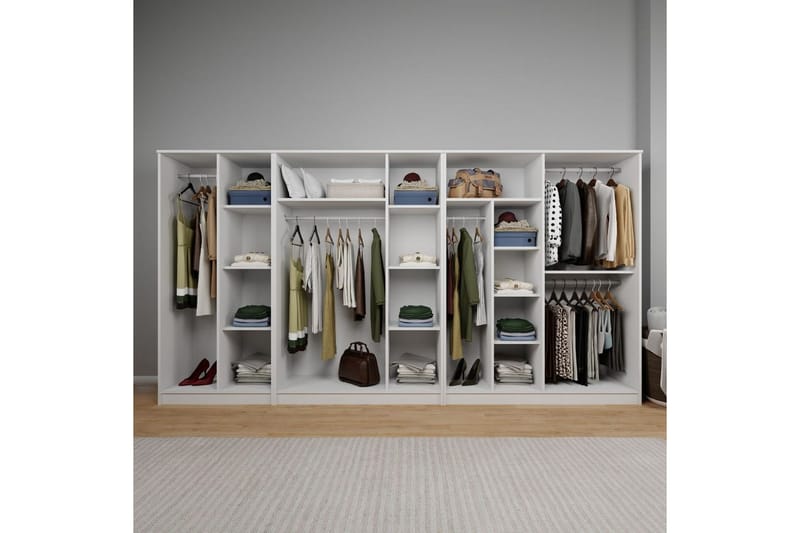 Olera Hjørnegarderobe 340x180 cm - Hvid - Opbevaring - Tøjopbevaring - Garderobeskabe - Hjørnegarderobe