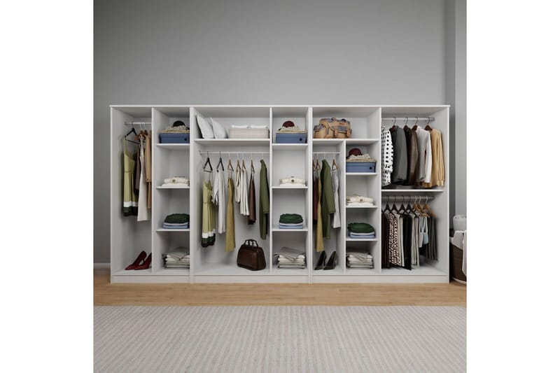 Olera Hjørnegarderobe 340x180 cm - Hvid - Opbevaring - Tøjopbevaring - Garderobeskabe - Garderobeskab & klædeskab