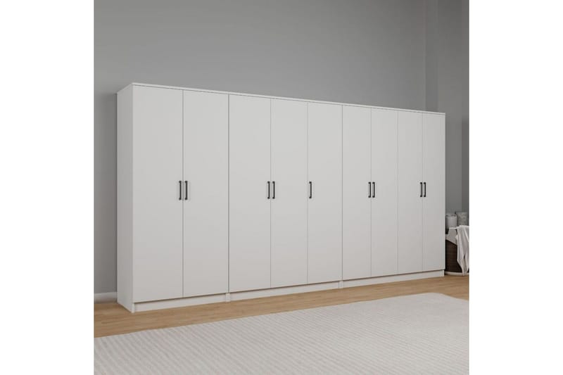 Olera Hjørnegarderobe 340x180 cm - Hvid - Opbevaring - Tøjopbevaring - Garderobeskabe - Garderobeskab & klædeskab