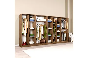 Olera Hjørnegarderobe 340x180 cm - Natur - Opbevaring - Tøjopbevaring - Garderobeskabe - Garderobeskab & klædeskab
