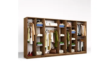 Olera Hjørnegarderobe 340x180 cm - Natur - Opbevaring - Tøjopbevaring - Garderobeskabe - Garderobeskab & klædeskab