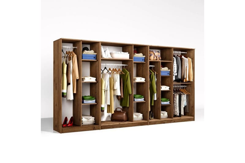Olera Hjørnegarderobe 340x180 cm - Natur - Opbevaring - Tøjopbevaring - Garderobeskabe - Garderobeskab & klædeskab
